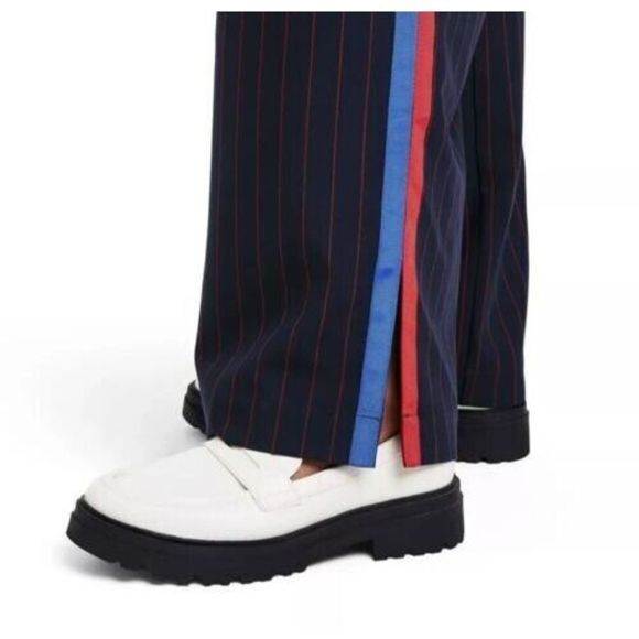 Women's Plus Size Side Stripe Wide Leg Trousers - La Ligne x Target Navy/Red 3X - Picture 2 of 3